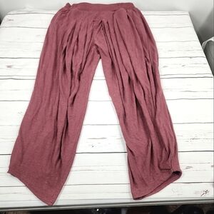 Free People Beach Pleated Cropped Angled Hem Jogger Harem Pants Burgundy S